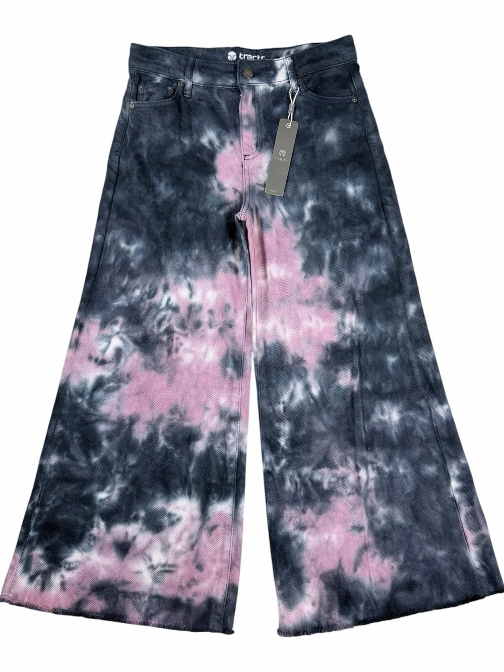 NWT Tractr Girls High Rise Wide Leg Tie Dye Jeans Size 12 Back to School